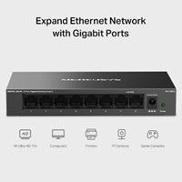 Mercusys MS108GS 8-Port Gigabit Switch - Steel Case Desktop/Wall Mount Mercusys MS108GS 8-Port Gigabit Switch - Steel Case Desktop/Wall Mount